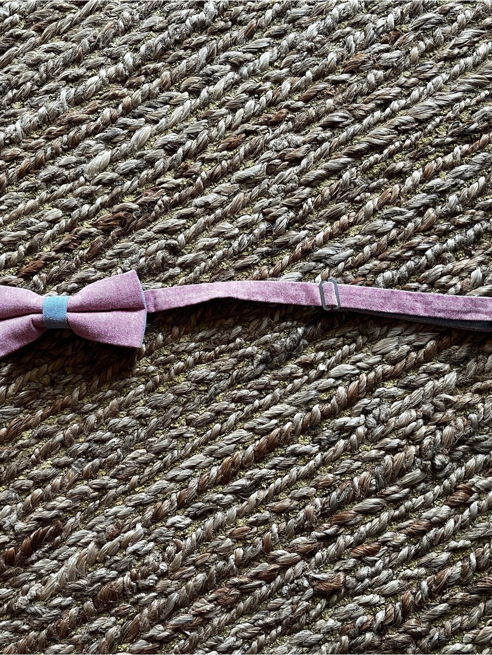 Children's Adjustable Pink Bow Tie with Grey Center Accent